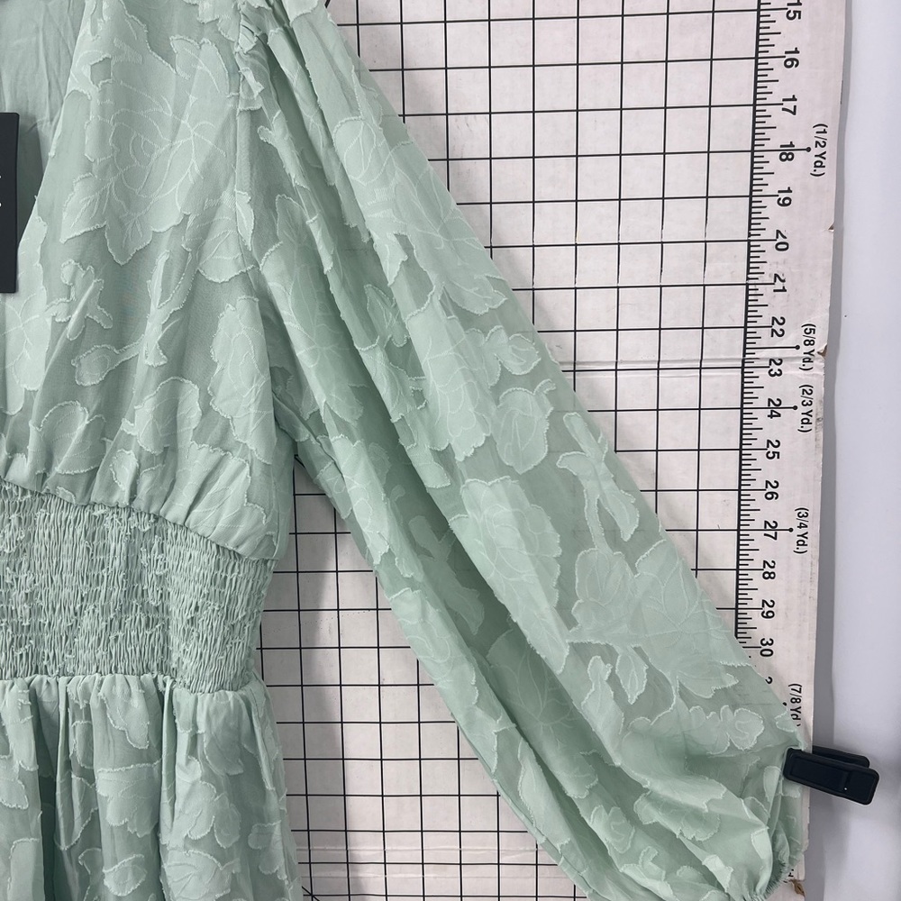 LULU’S Tomorrow and Always Light Sage Green Burnout Floral Mini Dress L - Picture 6 of 15